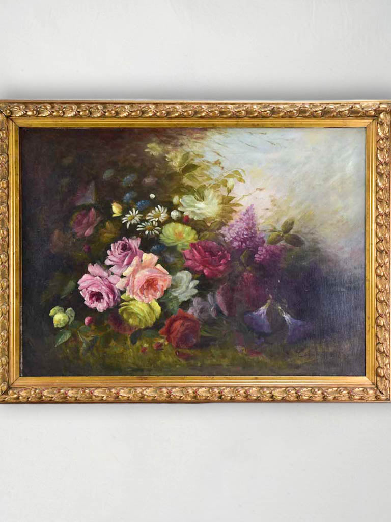 19th-Century French Floral Still Life Oil Painting | Giltwood Frame 36½" x 27½"
