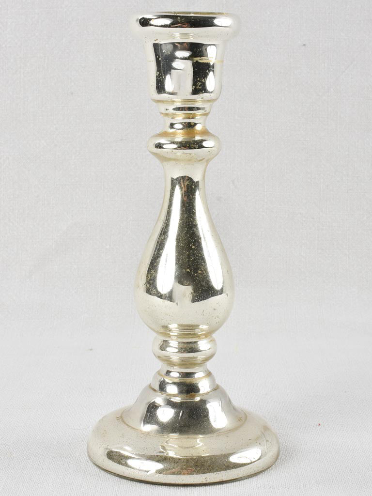 Antique French mercury glass candlestick 9½"