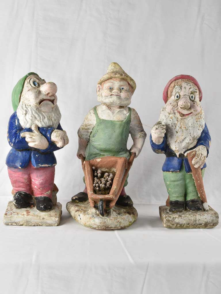 Vintage Concrete Weathered Garden Gnomes