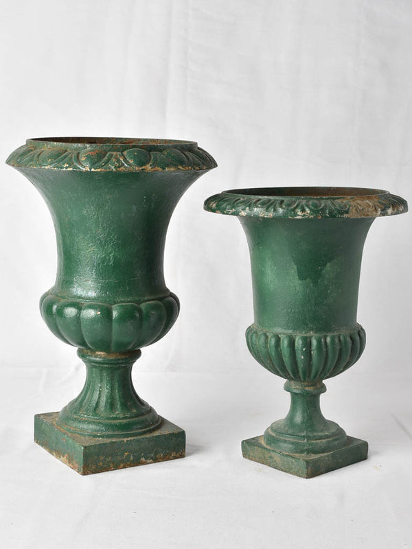 Two green medici planters - 19th century 14¼"