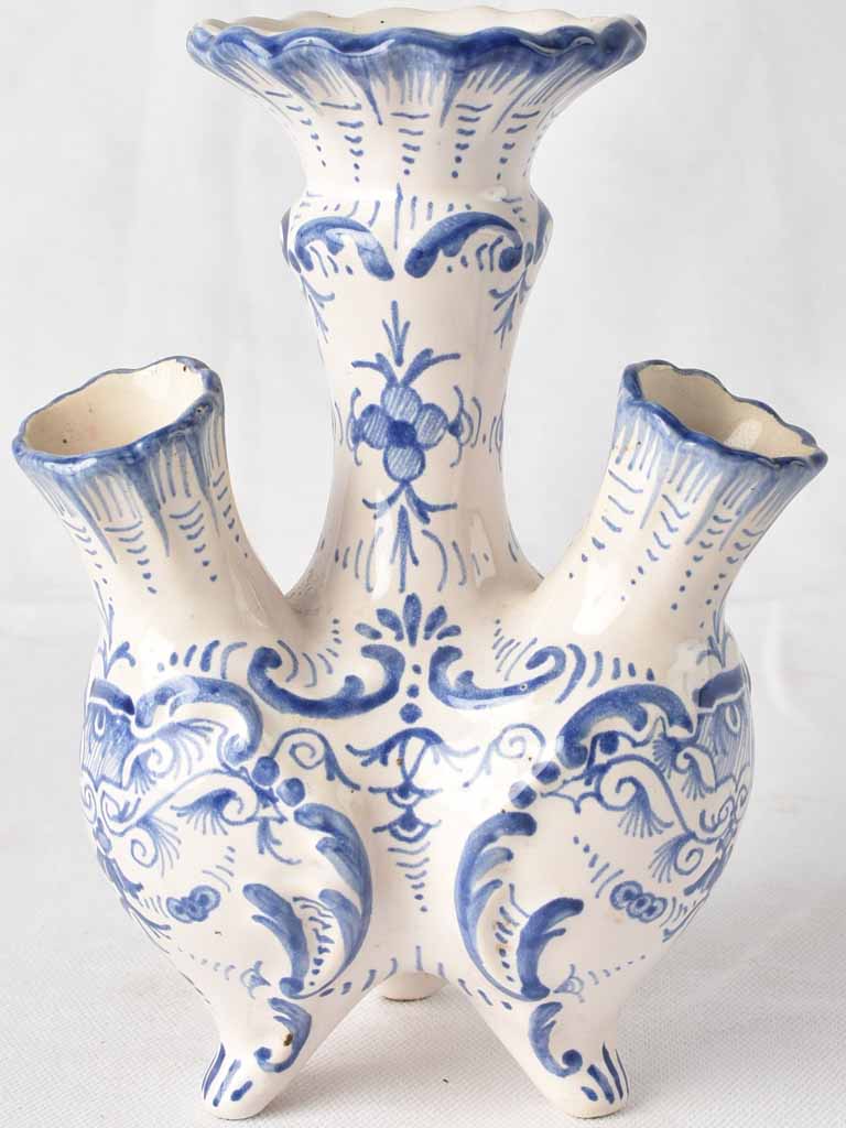 Crafted-white Moustier Faience 1970s Tulipiere