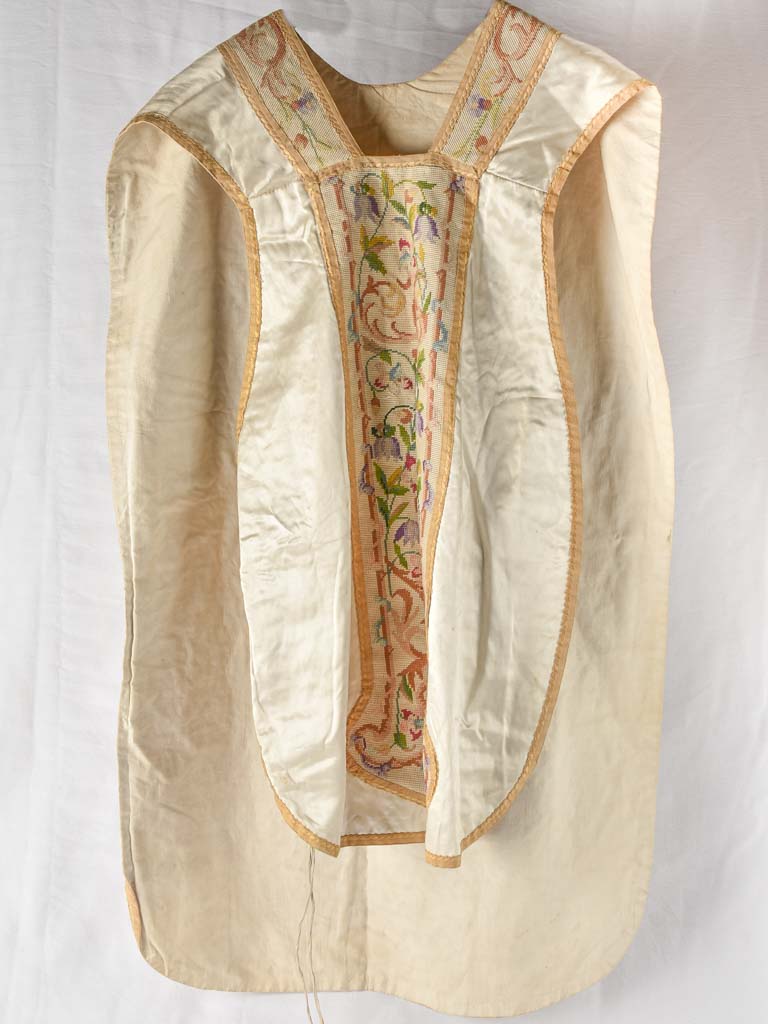 Elaborately embroidered 19th-century French gown