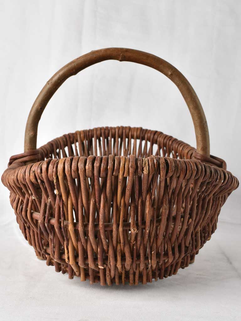 Large antique French wicker harvest basket 21¾"