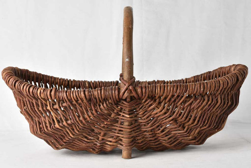 Large antique French wicker harvest basket 21¾"