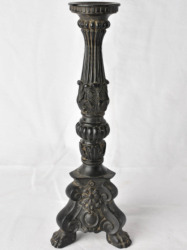 Antique French candlestick - black patina 15¼"
