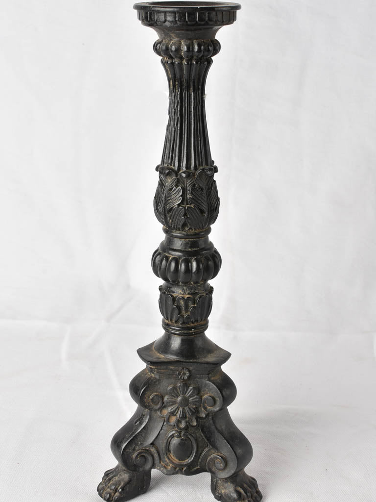 Antique French candlestick - black patina 15¼"