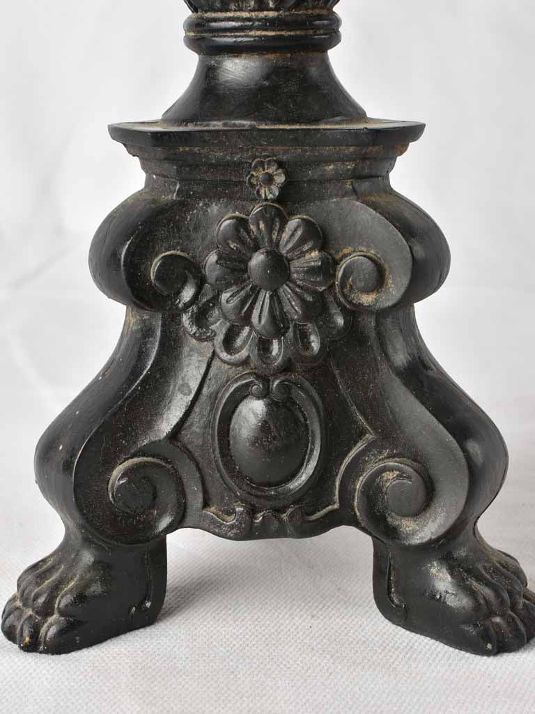 Antique French candlestick - black patina 15¼"