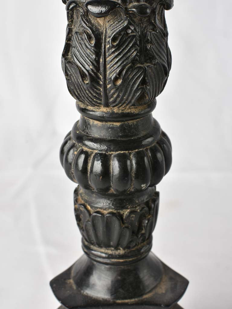 Antique French candlestick - black patina 15¼"