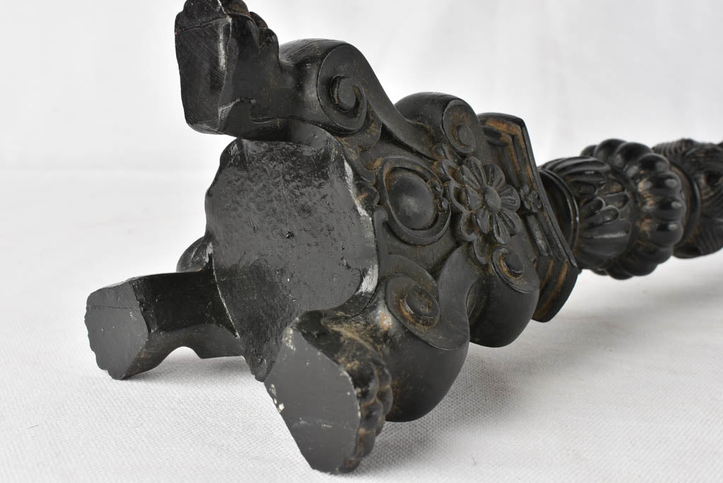 Antique French candlestick - black patina 15¼"