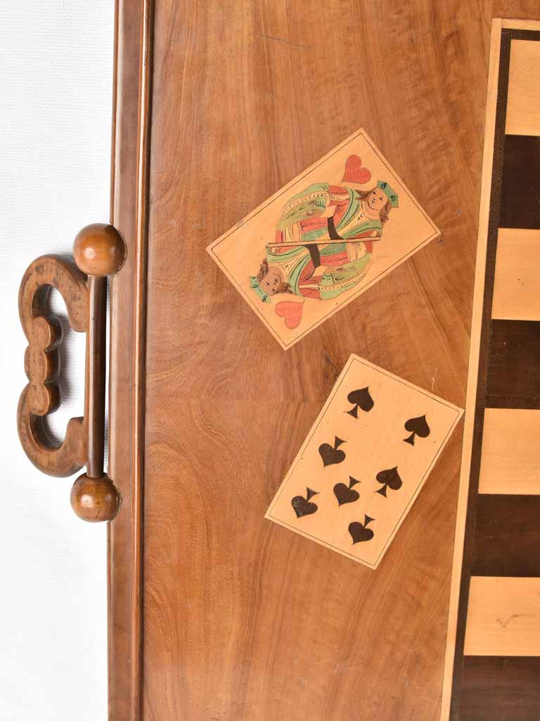 Antique tray with chess board - marquetry 27½" x 19¼"