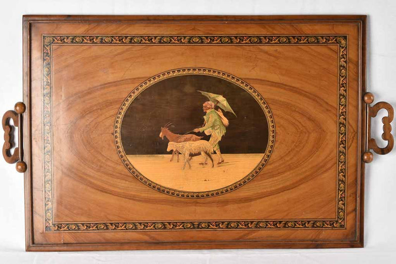 Antique tray with chess board - marquetry 27½" x 19¼"