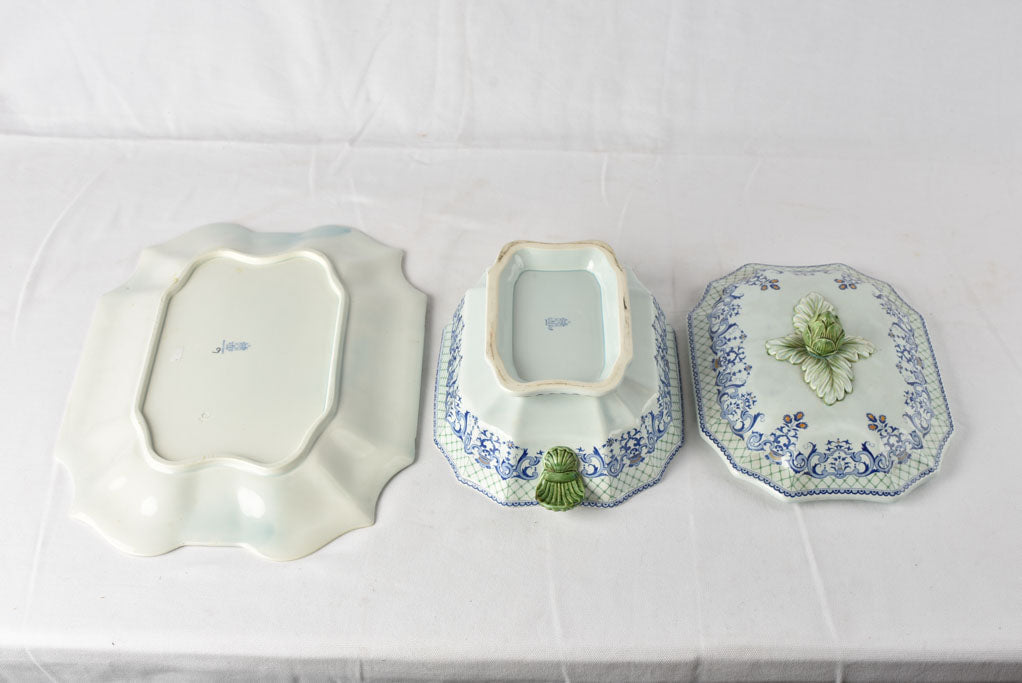 Large antique Gien faience set