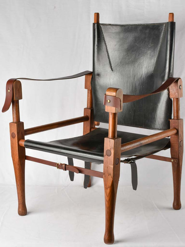 1950s Safari leather armchair - demountable