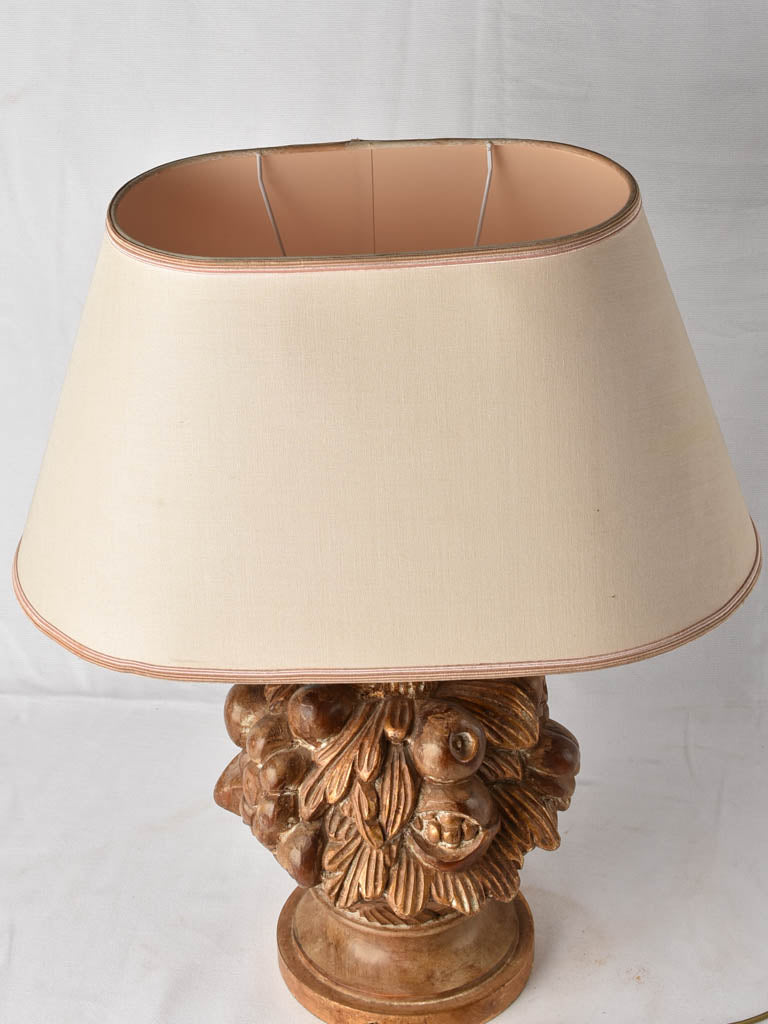 Large table lamp w/ carved base - fruit basket