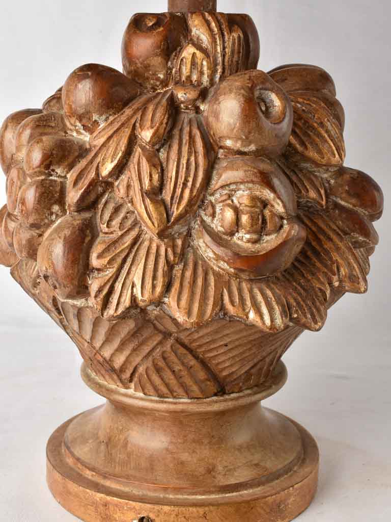 Large table lamp w/ carved base - fruit basket