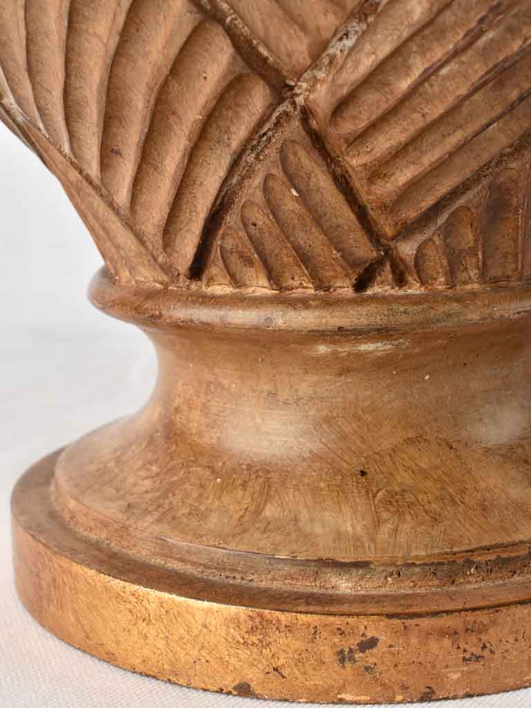 Large table lamp w/ carved base - fruit basket