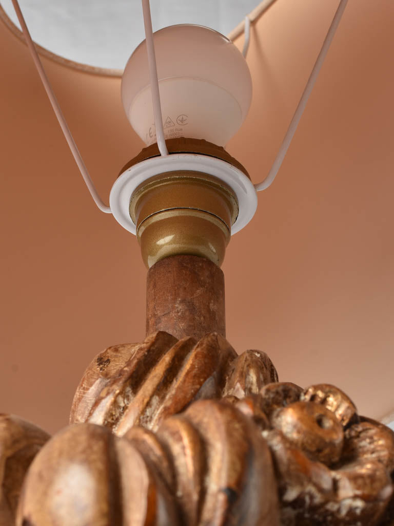 Large table lamp w/ carved base - fruit basket