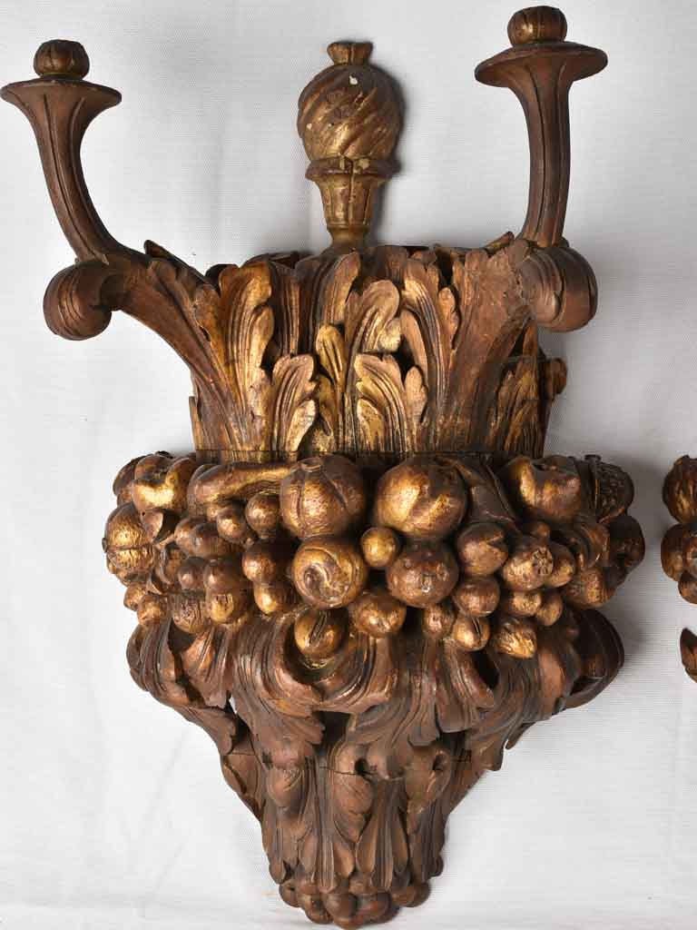 Nineteenth-century dark solid wood sconces