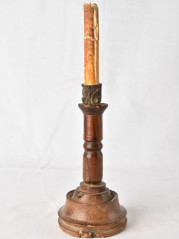 17th century rustic wooden candlestick