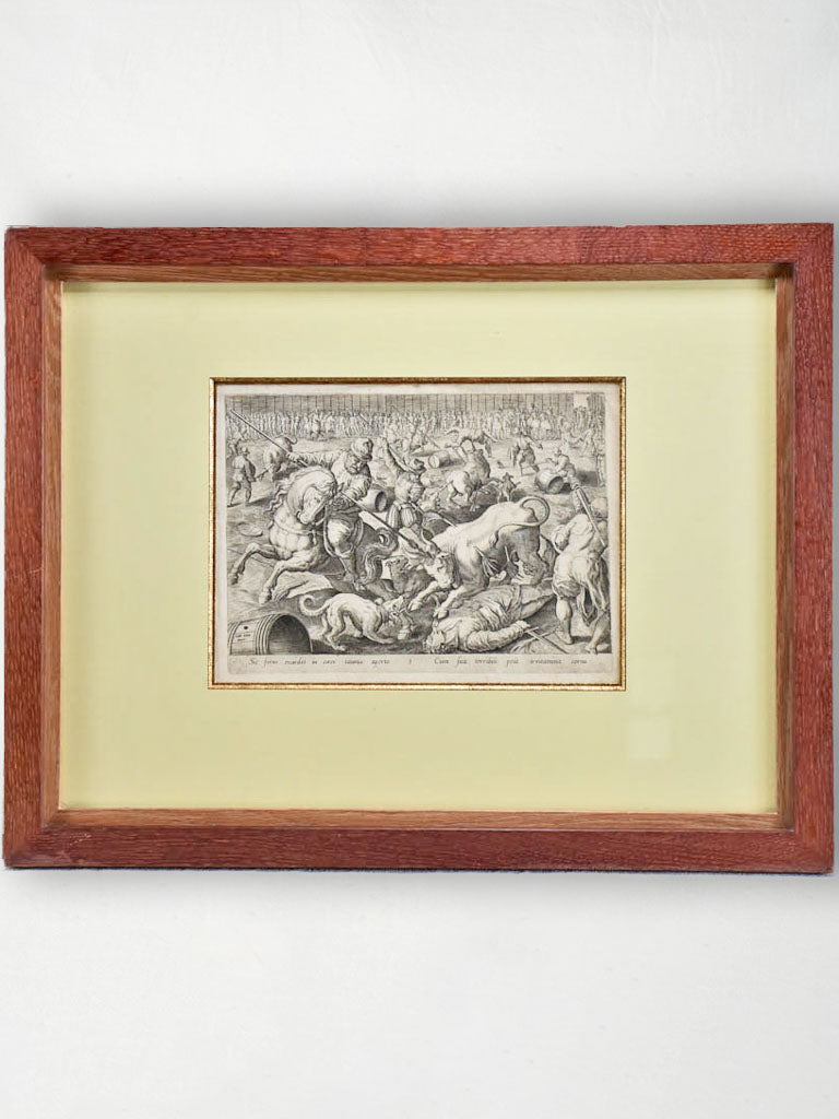 16th Century French engraving of a battle 19¼" x 24¾"