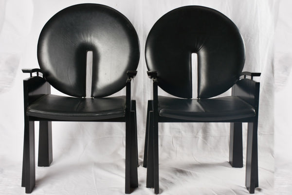 Stylish modern black leather chairs