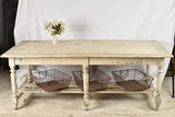 Beige-Gray Patinated Table with Shelf
