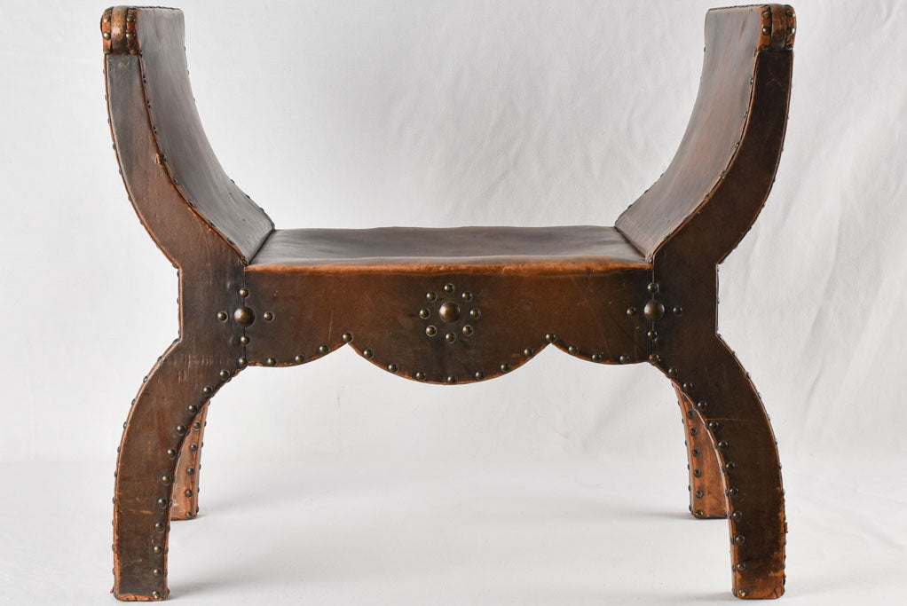 Leather salon stool - 1940s - 27½"