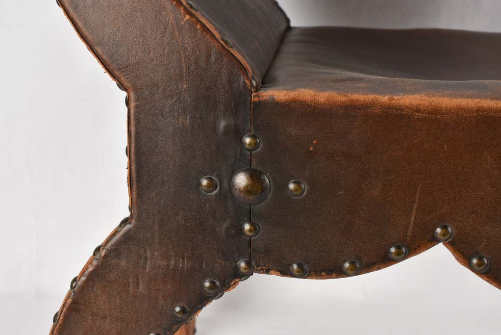 Leather salon stool - 1940s - 27½"