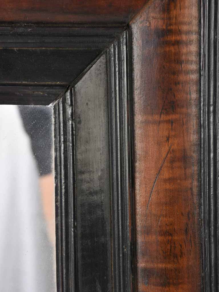 Very small mirror w/ black & brown frame - 17th century Dutch - 17¾" x 15¾"