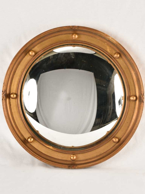 Vintage French butler's mirror w/ convex glass 15"