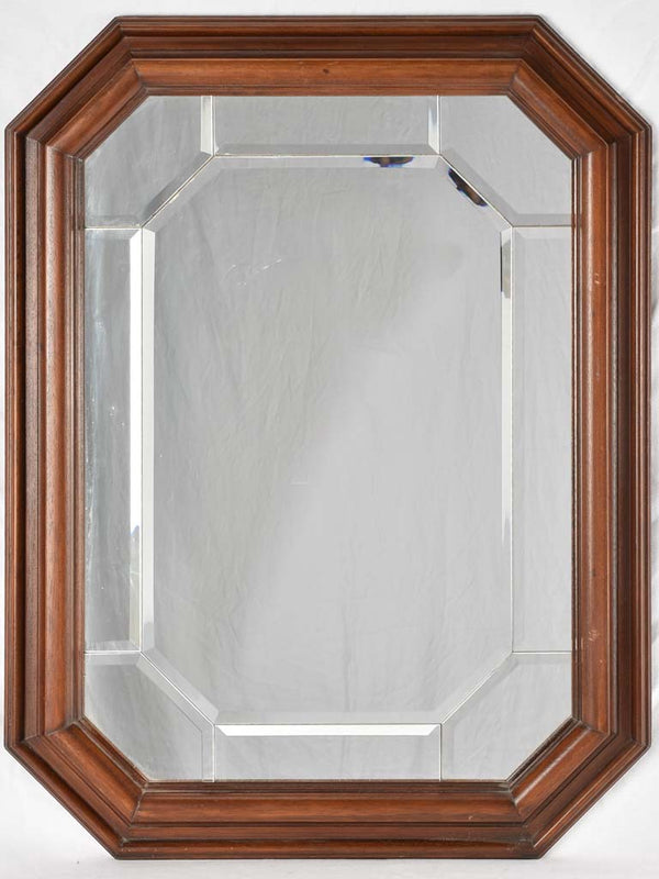 Vintage octagonal parclose mirror w/ wooden frame 33¾" x 25¼"
