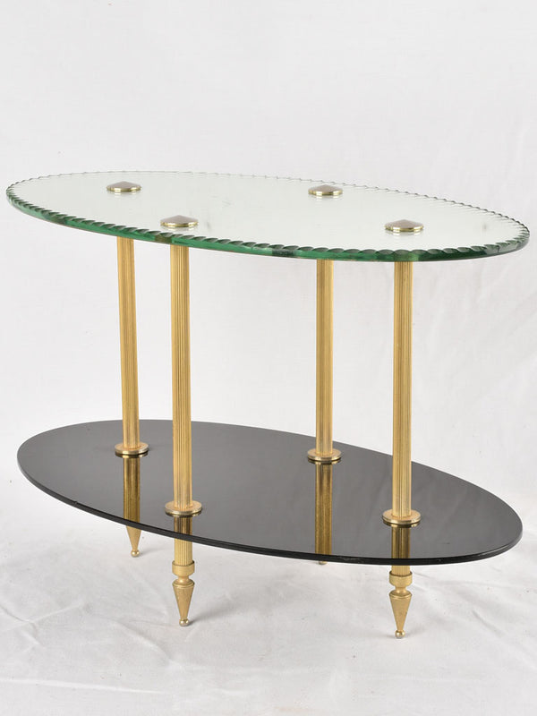 1970s oval side table - mirrored 21¾"