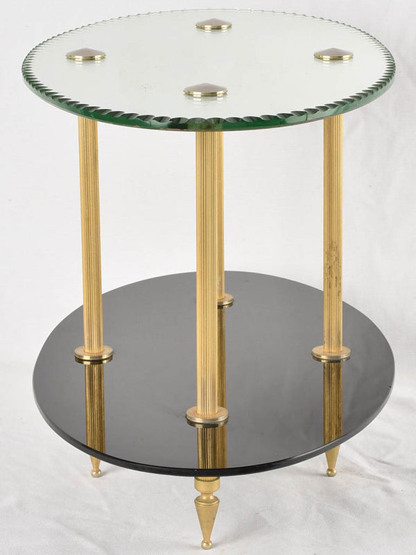 1970s oval side table - mirrored 21¾"