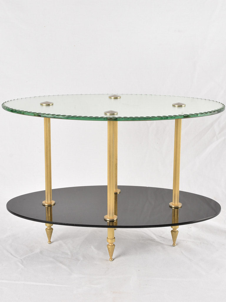 1970s oval side table - mirrored 21¾"