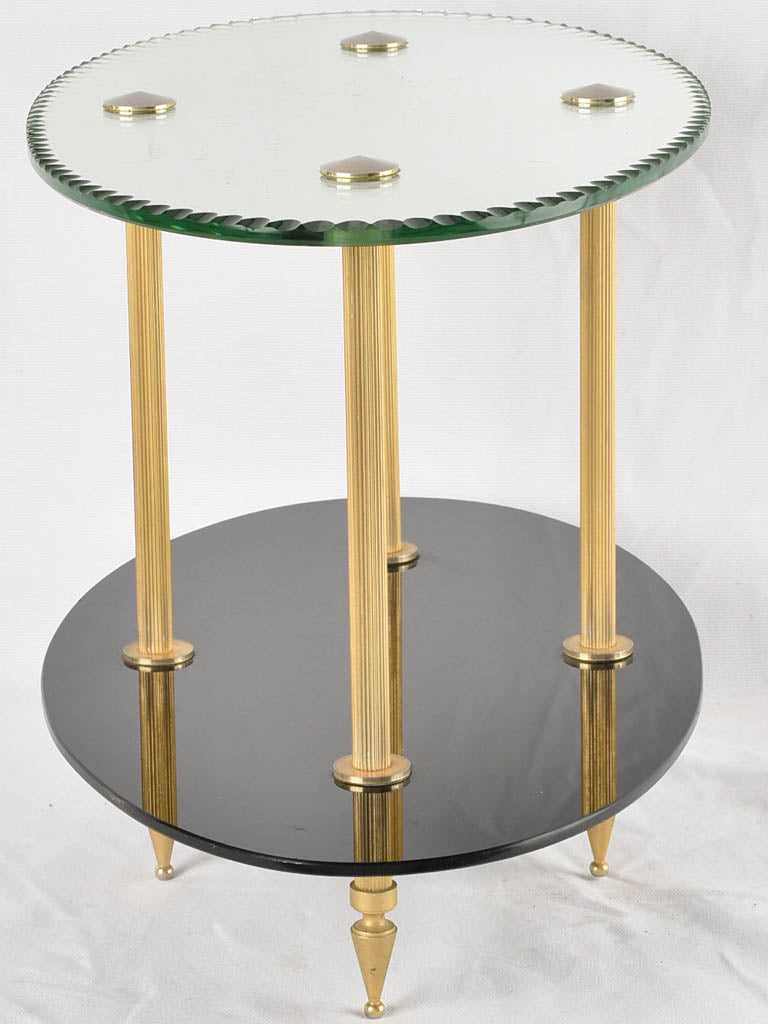 1970s oval side table - mirrored 21¾"