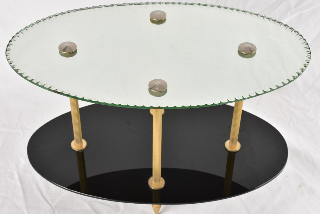 1970s oval side table - mirrored 21¾"