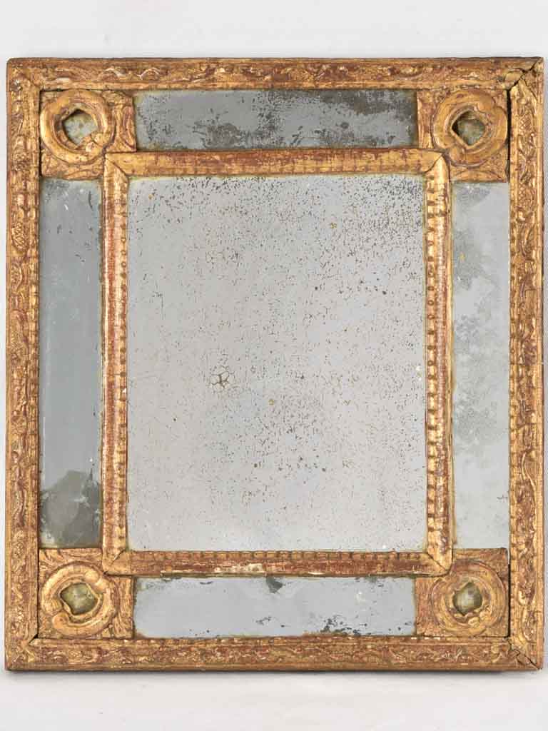 Small 18th century parclose mirror w/ gilded frame 15" x 17¼"