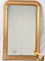 Large Louis Philippe mirror w/ beading & aged glass 49¼" x 31"
