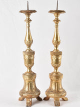 Pair of antique Italian gilded candlesticks 30"