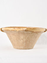 Large antique French bowl with ochre glaze 18"