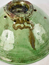Antique ceramic strainer - green 9¾"