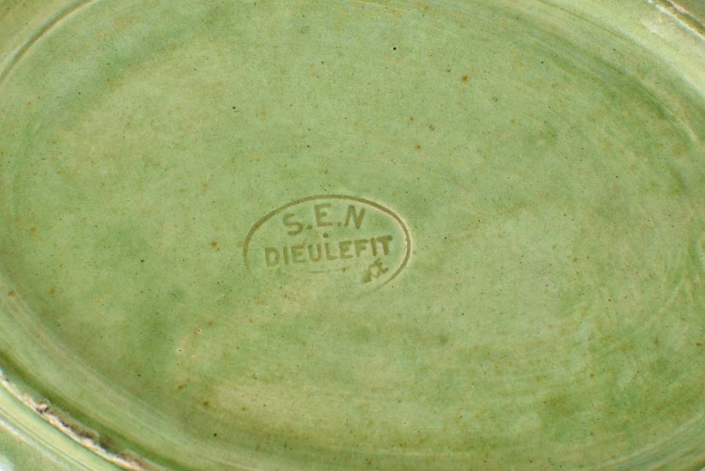 2 oval serving dishes - green Dieulefit 13½"