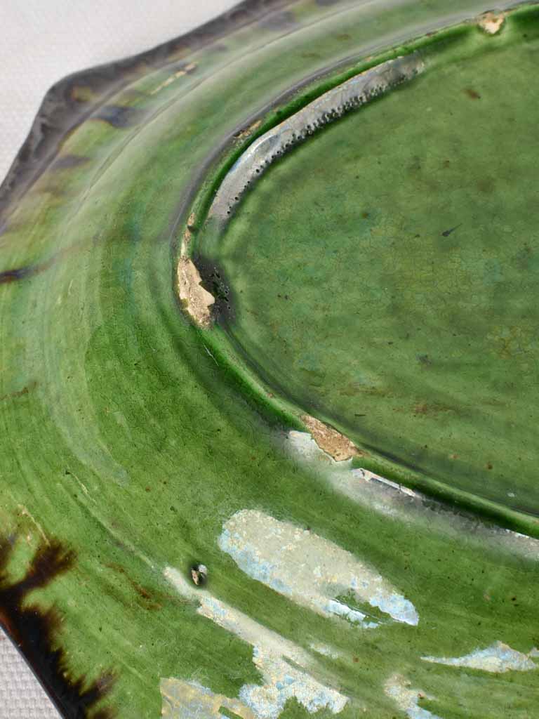 2 oval serving dishes - green Dieulefit 13½"
