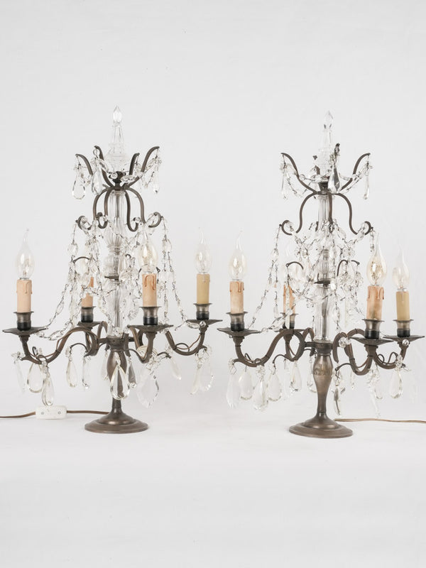 Elegant antique French girandole lamps