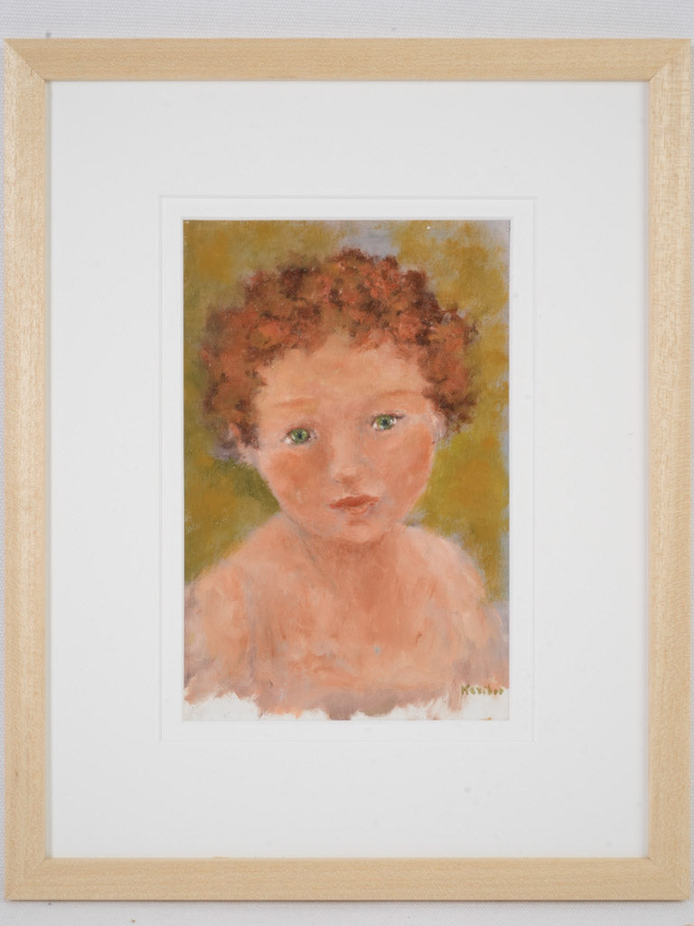 Contemporary painting by Karibou - “L'ange” 13" x 15¾"