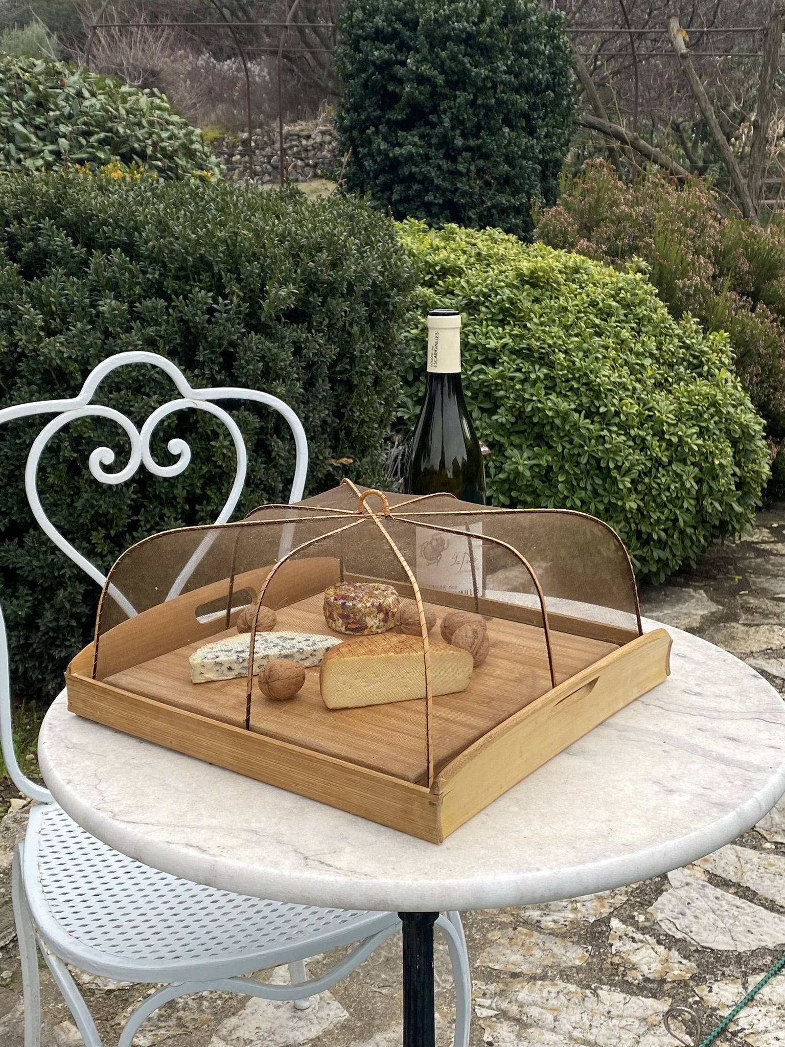 Vintage French Woden Tray with Mesh Lid