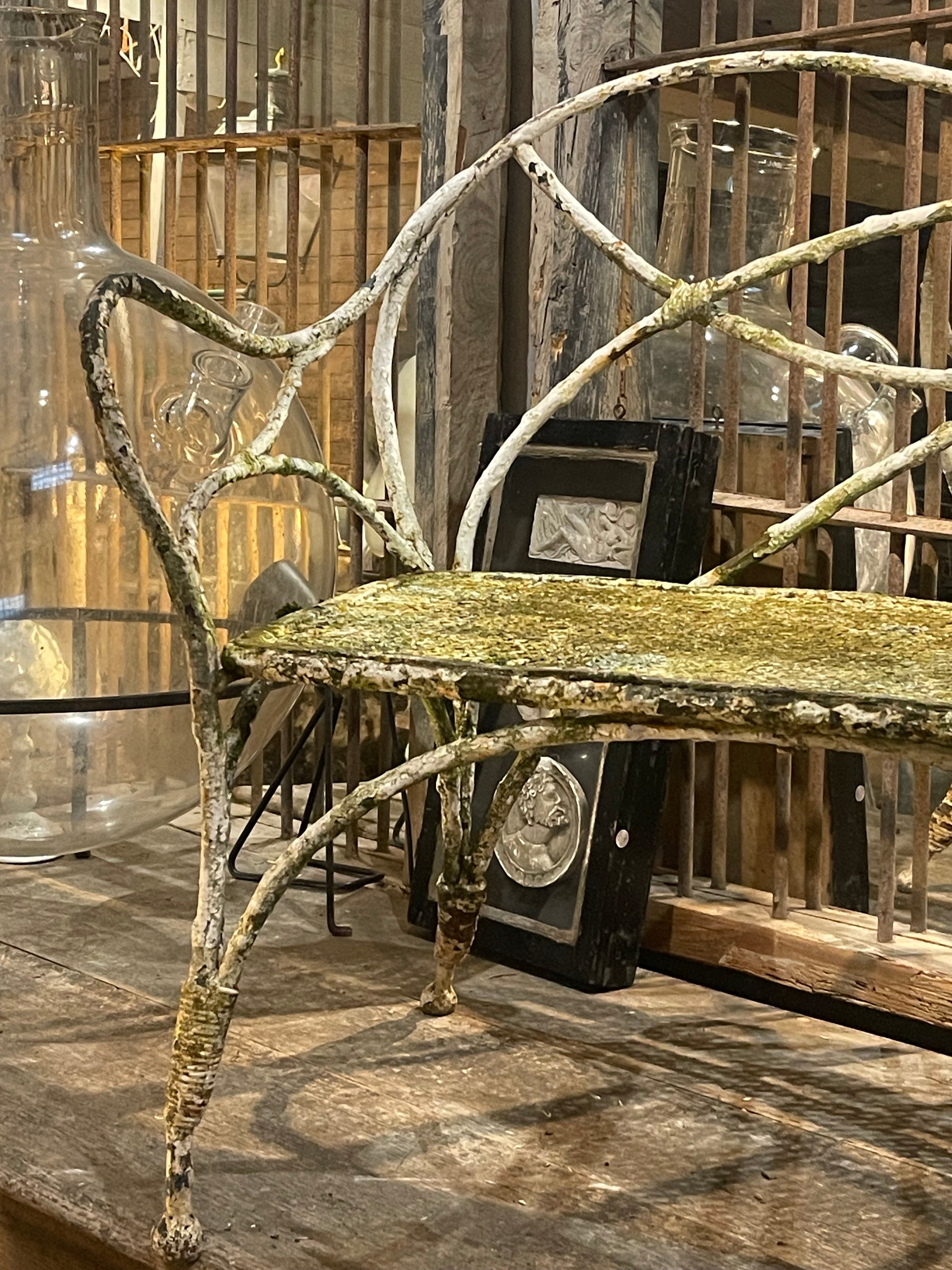 Vintage green patina outdoor bench