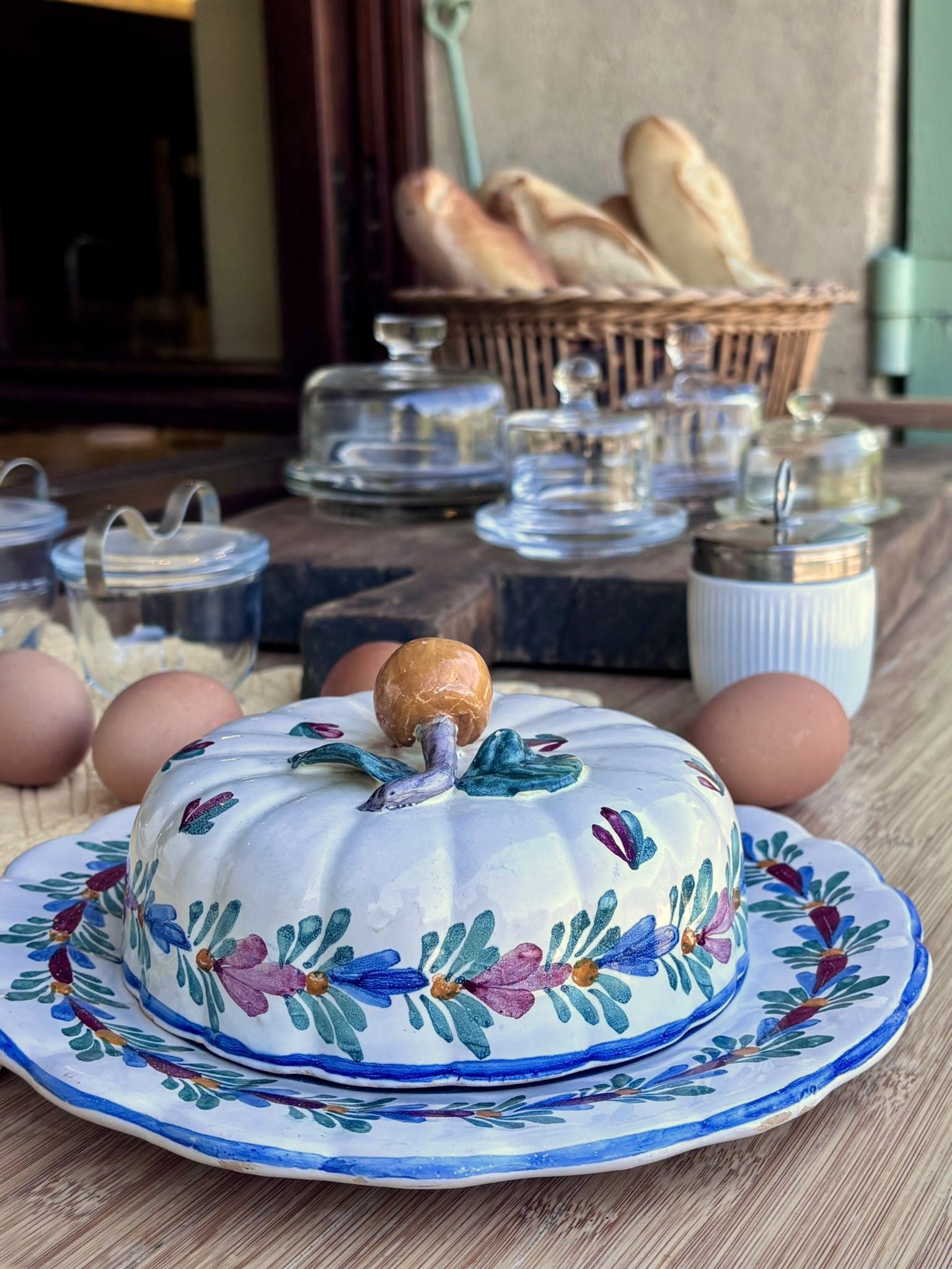 Vintage Porcelain Egg Coddler with Metal Lid