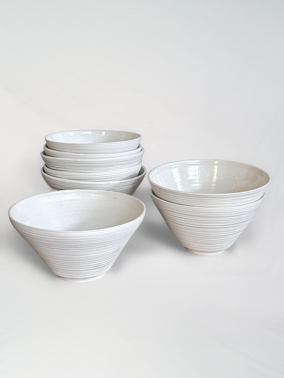 Set of 8 vintage white porcelain serving bowls by Atelier-A