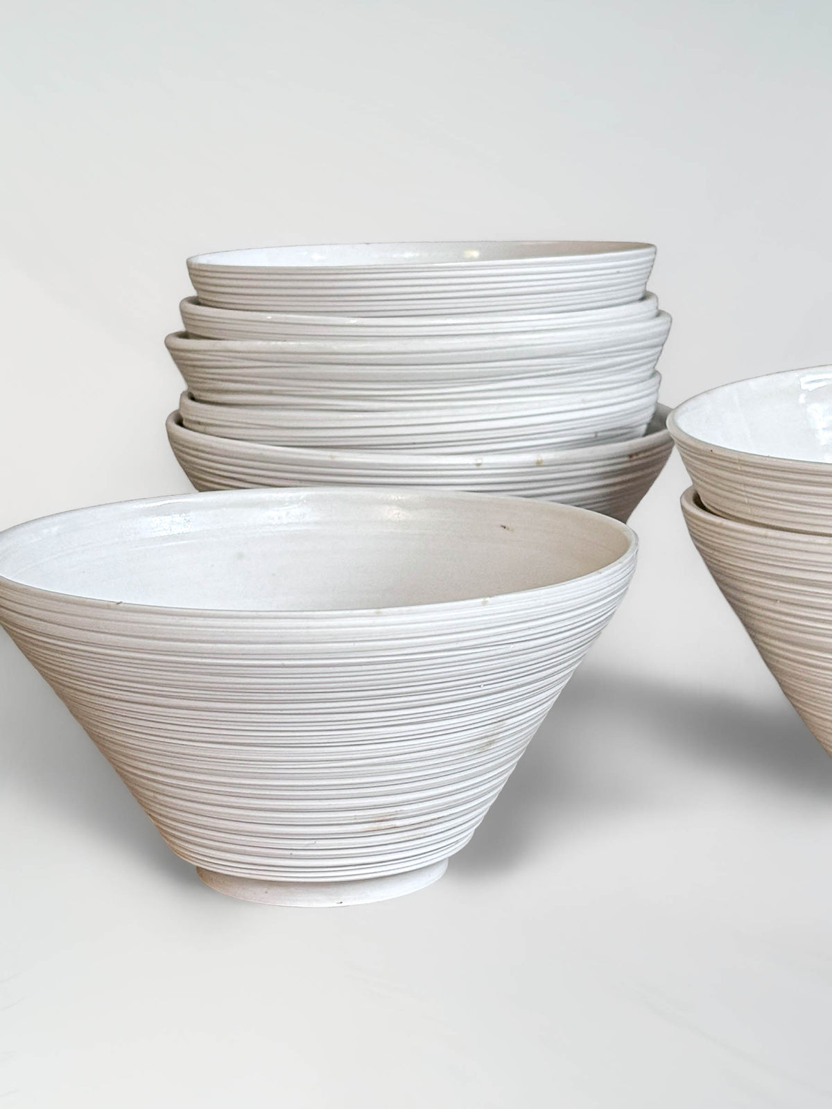 Set of 8 vintage white porcelain serving bowls by Atelier-A